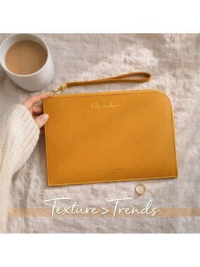 Katie Loxton London Mustard Zip Clutch Wristlet | “Hello Sunshine” | Like New